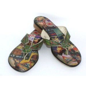 ICON Wearable Art Women's Leather Golf Thongs Sandals Size 6